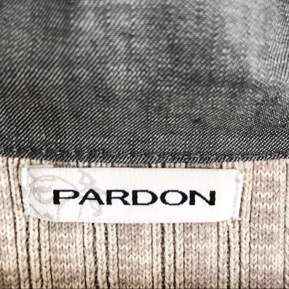 Pardon Color Block Beige Gray Ribbed Jacket Large - Picture 7 of 8